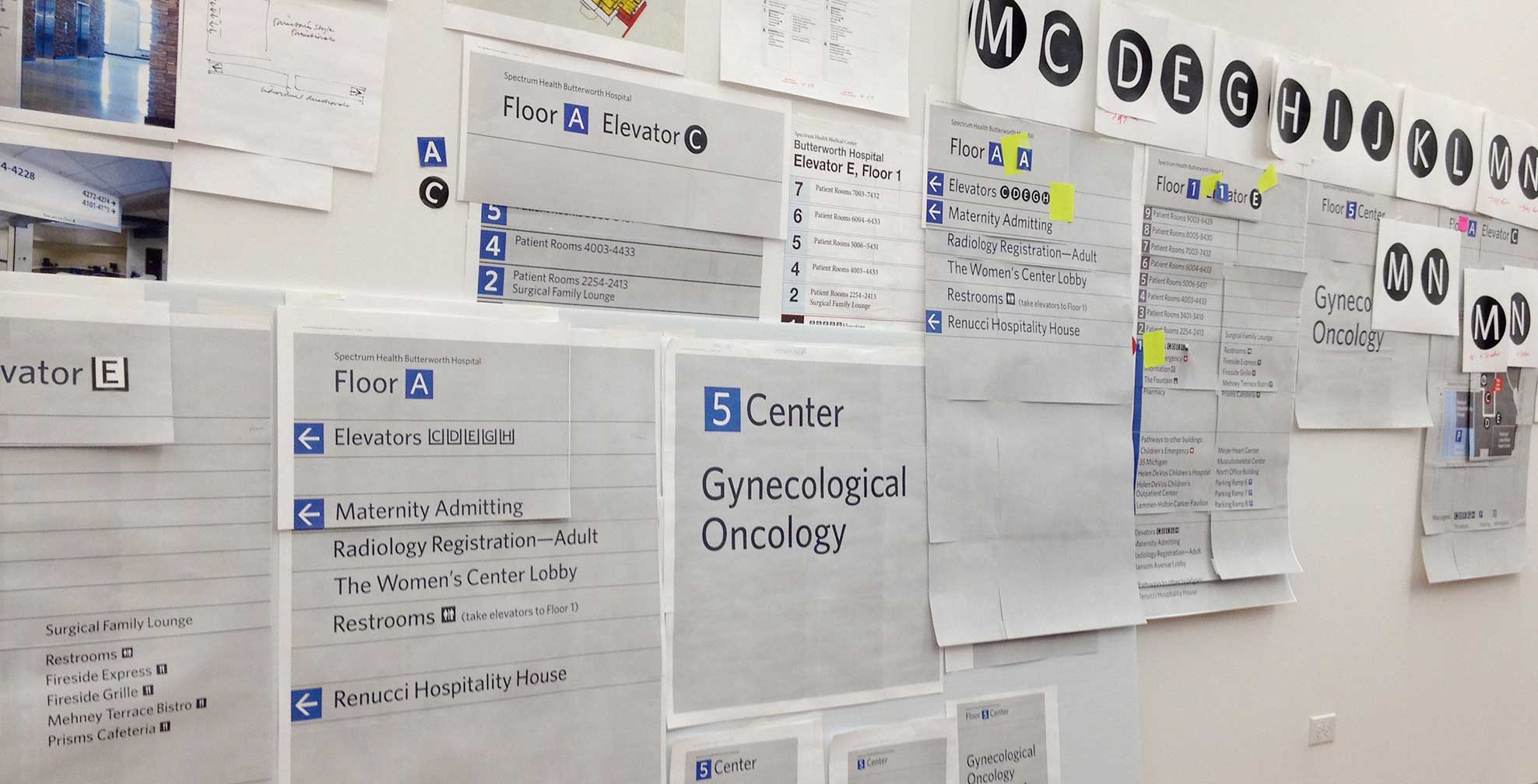 spectrum-health-system_signage-in-progress.jpg Art Direction by: Bart Crosby, Crosby Associates